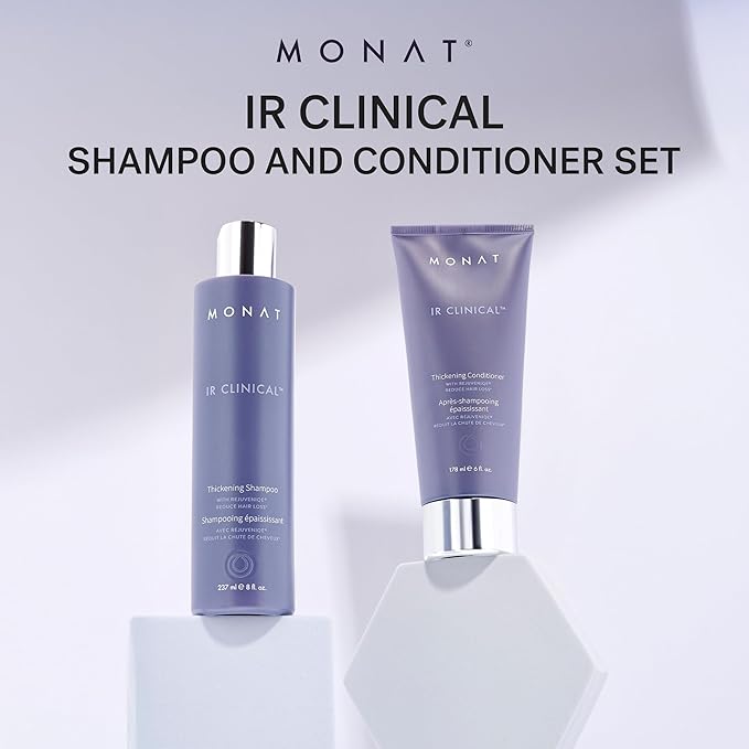 MONAT IR Clinical Thickening Shampoo & Conditioner Set – Hair Strengthening & Volumizing System for Thicker, Fuller-Looking Strands – Natural Hair Care with Rosemary, Mint & Pea Extract