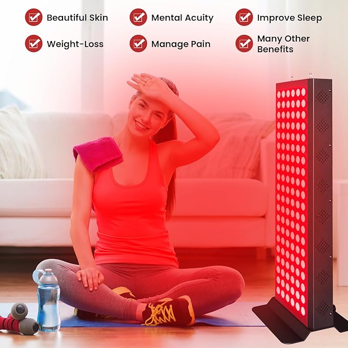 Red Light Therapy Device for Full Body & Face, 660nm & 850nm, Near Infrared Dual-Chip Clinical Grade LED Panel for Smooth Skin, Weight & Pain Management and Overall Wellness (600-Watts 120-LED)