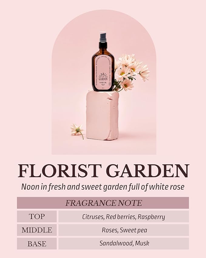 Milk Protein Intensive Perfume Hair Oil - Korean Anti Frizz Nourishing & Smoothing Hair Serum - Refreshing & Sweet Floral Scent - with 10,000ppm Argan Oil & 6 Plant-Based Oils, 3.38 fl.oz.