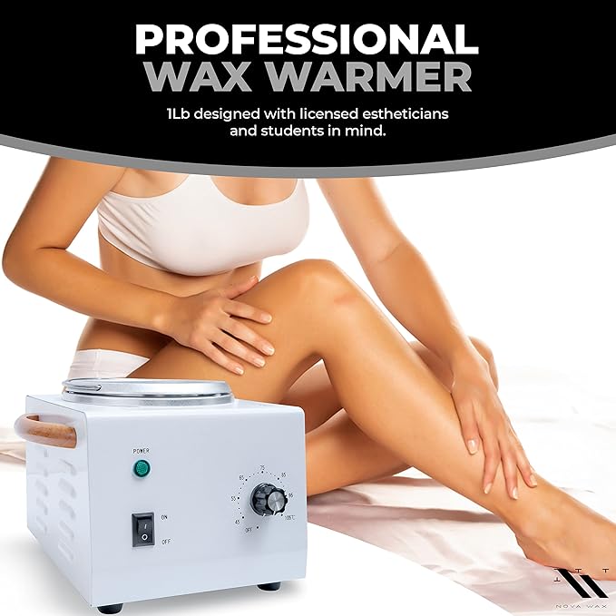 Nova Wax Pot Warmer Professional for hair removal, 1lb Hard Wax Capacity (120volt US plug) - Esthetician Supplies for Salon