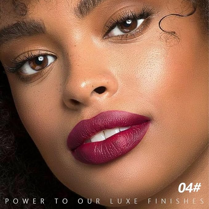 Burgundy Red Matte Creamy Lipstick for Women, Longwear Lips Gloss Paint Stick, Lip Stick Stain Long Lasting Waterproof Effortless Application Full Coverage Velvet Gloss for Party Halloween Makeup 04