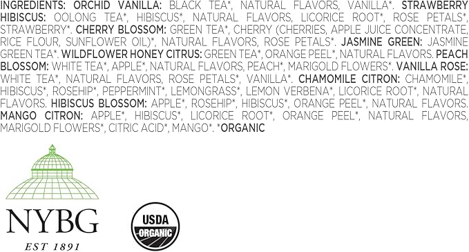 Tea Forte Jubilee Presentation Box Tea Gift Set Sampler, 20 Count 2 of Each Variety Individually Wrapped Handcrafted Pyramid Infuser Bags