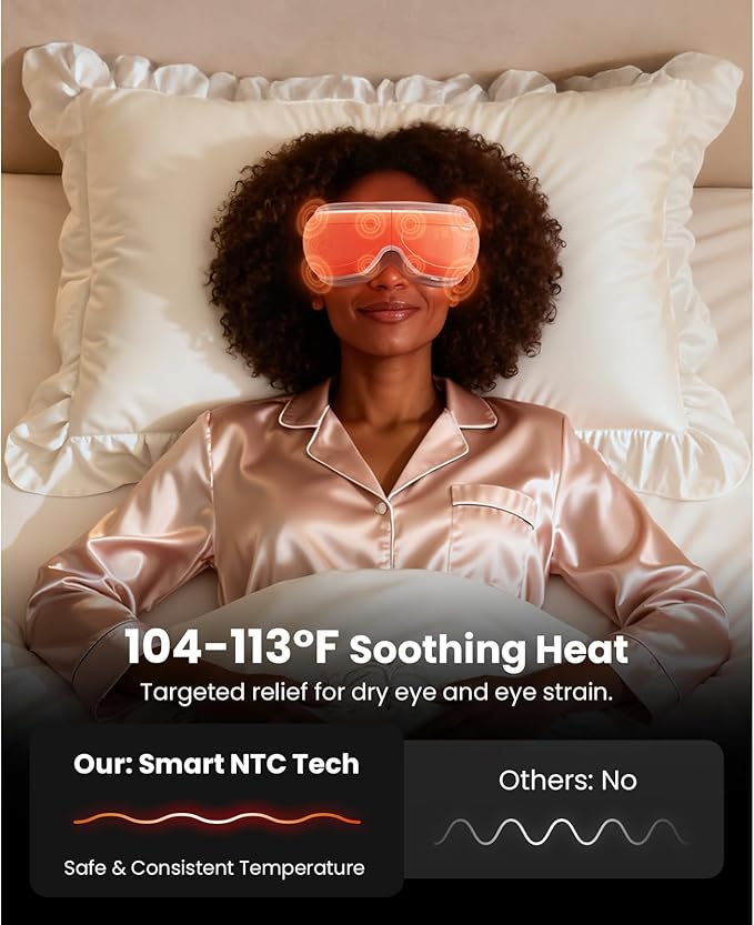 BOB AND BRAD Eye Massager FSA Eligible/HSA Eligible, EyeOasis 2 Temple Massager with Heat, Smart Eye Mask for Migraine with BT Music, Reduce Dry Eyes Improve Sleep, Birthday Gifts for Women Mom Wife