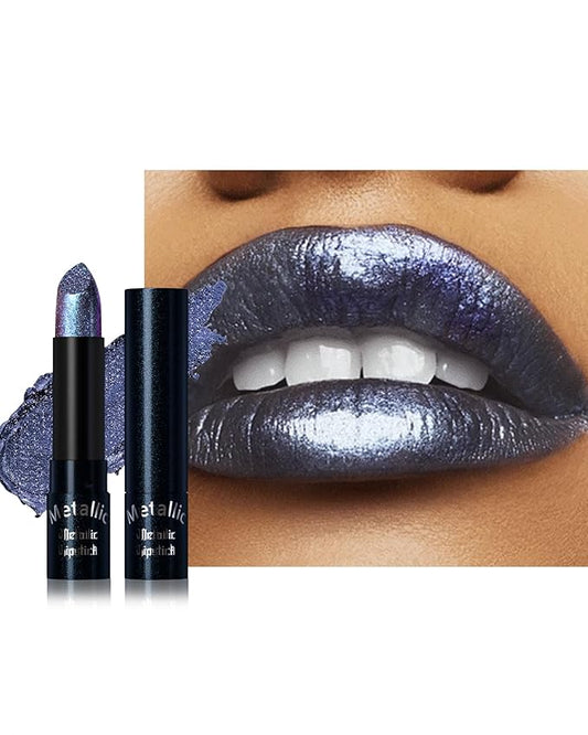 Glitter Metallic Shimmer Lipstick, Blue Lipstick Long Lasting, Diamond High Pigmented Shiny Metallic Lip Stick, Non-sticky Sparkly Lipsticks for Women Christmas Makeup-14 Blue
