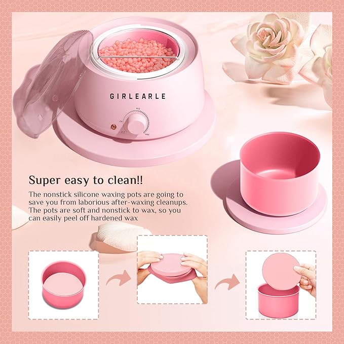 Waxing Kit for Women and Men, GIRLEARLE Wax Warmer Hair Removal at Home with Beads, Multiple Formulas Target Different Types of Sensitive Skin Body, Brazilian Bikini, Eyebrow, Facial