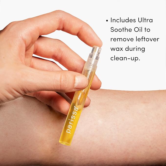 Parissa Bikini Wax Strips Kit | Ready-to-Use Hair Removal for Bikini, Brazilian & Underarm | Natural, Sensitive Skin Formula with Post-Wax Ultra Soothe Oil | 36 Strips (18 x 2), 3 Sizes