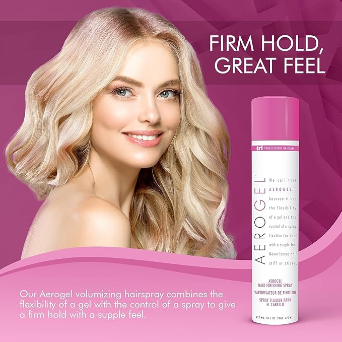 TRI Design Aerogel Finishing Spray - Flexible & Controllable Hairspray for Women and Men, For Hair Styling with a Firm and Extra Hold & Supple Feel, 3-Pack 10.5 oz
