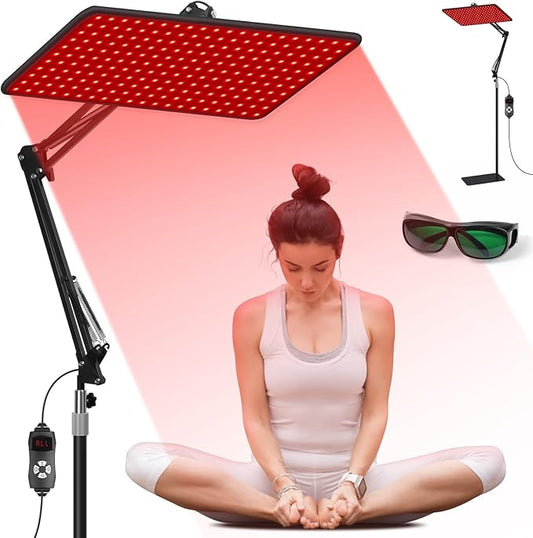 Morfone Red Light Therapy for Body - 200 LED 660nm, 850nm, 940nm Infrared Light Therapy Lamp Large Panel with Adjustable Stand, Protective Glasses for Home Use, Gift for Women Girls