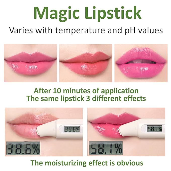2PCS Jelly Lipstick,Moisturizing Color Changing Lip Balm Lipstick,Waterproof Temperature Color Change Lip Gloss (A)