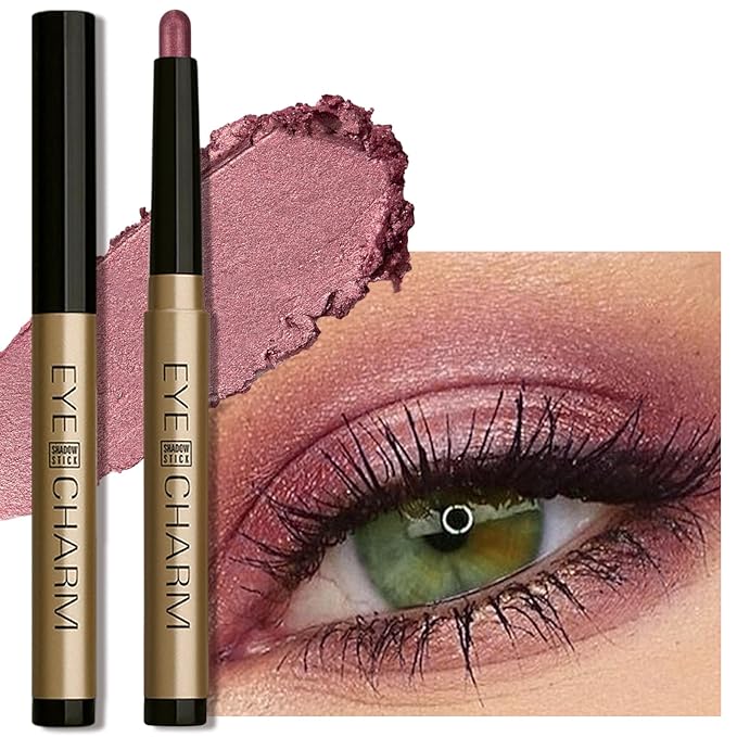 Shimmer Eyeshadow Stick, Long-Lasting Waterproof Cream Plum Purple Shadow Stick with Smooth Blendable Texture, Crease-Proof Smoky Eyeshadow Pencil Sombras en Crema Para Ojos