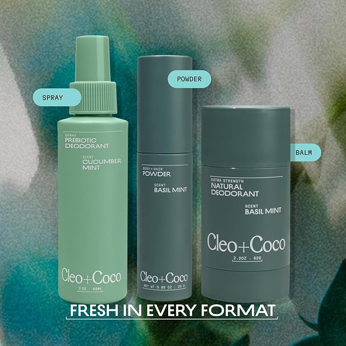 Cleo+Coco Extra Strength Deodorant Balm, Basil Mint (2.2 oz), Natural Aluminum Free Deodorant for Women & Men with 5X Odor Fighters, 24+hour Odor Control, Free from Synthetic Fragrance, Vegan