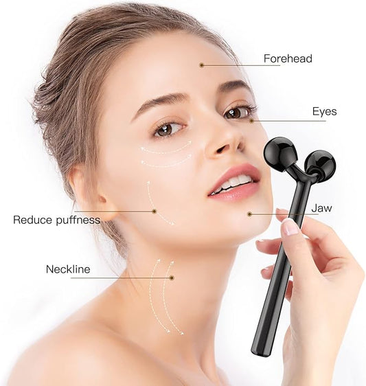 Tekson Face Roller, Facial Metal Massager, Massage Tool for face (Black)