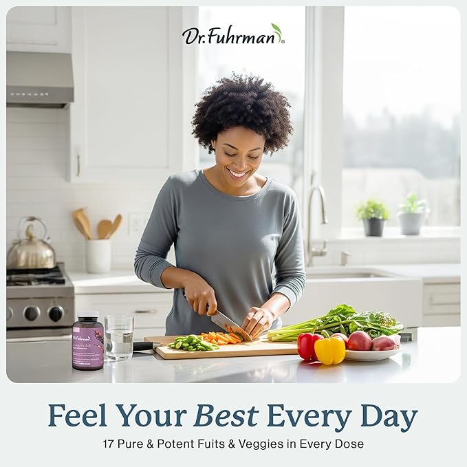 Dr. Fuhrman 2 Month Supply Multivitamin for Women + D3 Vitamin for Immune Support | Vegan Formula Womens Multivitamin with B12 & Zinc | Whole Food multivitamin with 17 Fruits & Veggies | Non GMO
