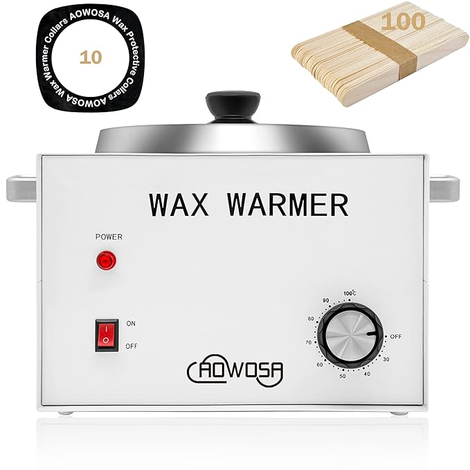 Large Single Wax Warmer Professional 3L Electric Wax Heater Machine Hold 5.5 Lbs Wax for Hair Removal, Large Wax Pot Paraffin Facial Skin Body SPA Salon Equipment with 100 Wax Sticks