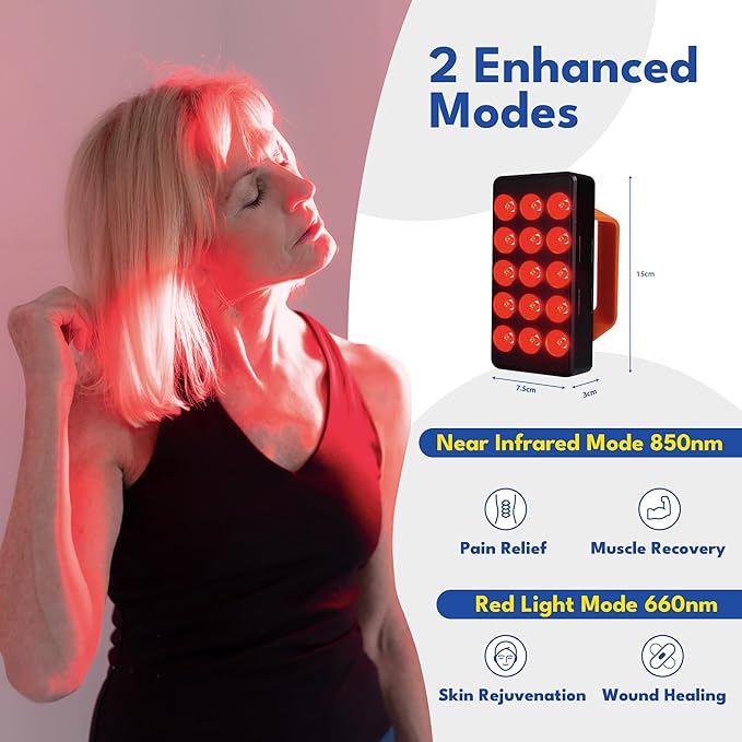 Red Light Therapy - 660nm 850nm Near Infrared Light Therapy Panel, Maximum Output Lamp 15 Dual Chip LED Device for Full Face Body Skin Health, Sleep, Muscle Recovery Sleep Wellness Handheld FX35