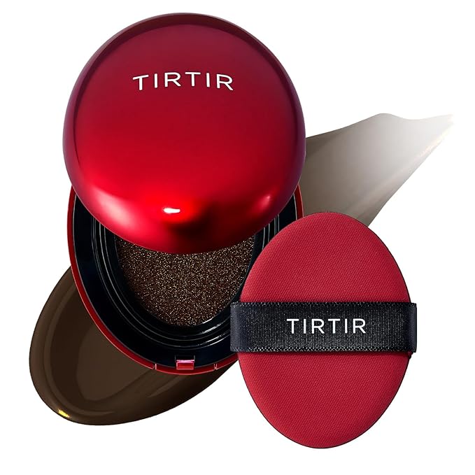 TIRTIR Mask Fit Red Cushion Foundation | Full coverage, Weightless, Skin fit, Satin Glow Finish, Korean Makeup BB Foundation, beauty, Tattoo cover up, Buildable (#55N Espresso, 0.63 Fl Oz)