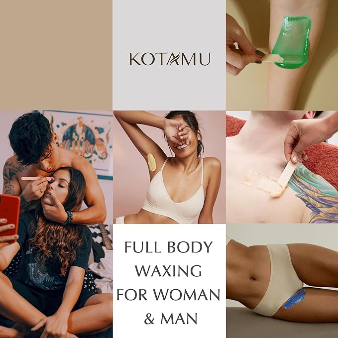 KOTAMU Waxing Kit for Women & Men, Wax Warmer for Hair Removal, Digital Wax Kit with Silicone Pot，Ideal for Face Eyebrow Arm Legs Armpit &Sensitive Skin, Waxing Machine for Home Salon Use- Cherry