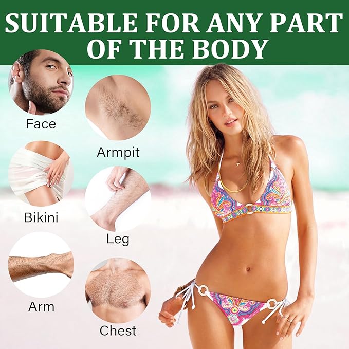 Wax Strips For Hair Removal, Waxing Kit For Women, Wax strips, Hypoallergenic, Facial Hair Removal for Women And Men, Waxing Hair Removeal Kit with 80 PCS + 4 Calming Oil Wipes(Green, Pack of 80)