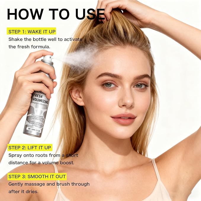 Dry Shampoo Spray for Women Dark Hair Oil Absorbing No White Residue Fashion Volumizing Hair Style, 72-Hour Refresh hair, 5.07 Fl Oz