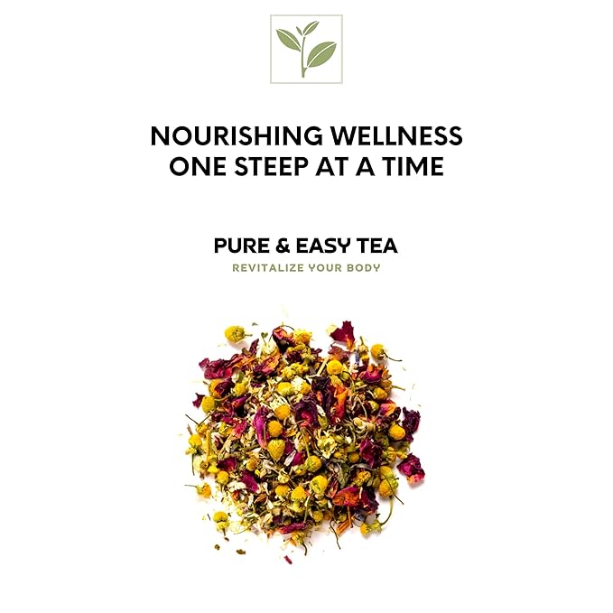 Pure And Easy Tea, Radiance, Herbal Tea for Healthy-Looking Skin and Natural Glow, 100% Caffeine-Free Botanical Blend, 30-Day Supply, 100g