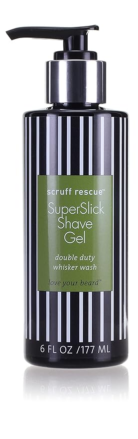 MGA Vegan Shave Gel for Men - Scruff Rescue Super Slick Shaving Gel for Men Sensitive Skin | Face Friendly pH Prevent Razor Bumps & Provides a Close, Smooth Shave with Less Skin Irritation - 6 fL OZ