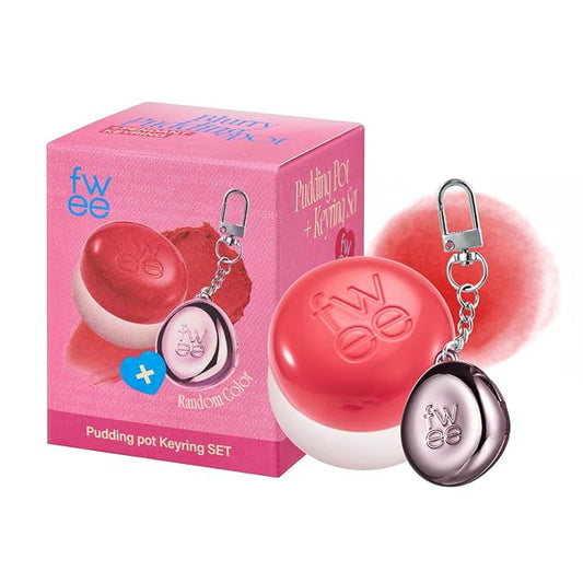 Blurry Pudding Pot + Keychain SET | Airbrushed Blush & Lip, Buildable Pigment, Long-lasting, Lightweight, Easy to Blend, Natural Soft Matte Finish Makeup – Girls (Coral Red) | 0.17 oz