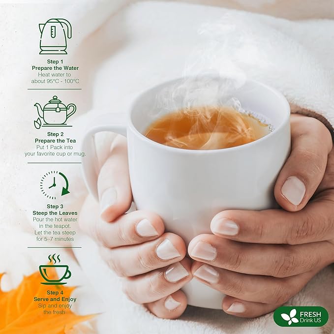 FreshDrinkUS, Oil-Reducing Herbal Tea – 10 Tea Bags | Blend of Winter Melon, Lotus Leaf, Ginger, Hawthorn, Gardenia Fruit, Rose, Cassia Seed & More | Naturally Caffeine-Free | Delicious Hot or Iced