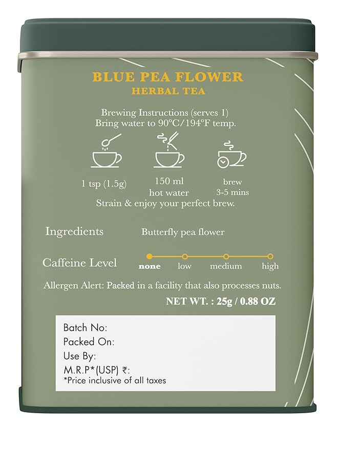 Luxmi Estates - Butterfly Pea Flower Tea - Loose Leaf - 25g (12 Cups) | USDA Certified Organic Blue Tea | Caffeine-Free | Single Ingredient