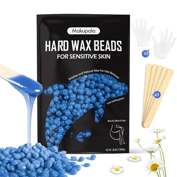 3lb Hard Wax Beads, Professional Coarse Hair Removal Wax Bead Bulk, Scented Brazilian Waxing Bead for Bikini, Body, Face, Sensitive Skin Stripless Wax Bean, Salon Home Waxing Refill Supply