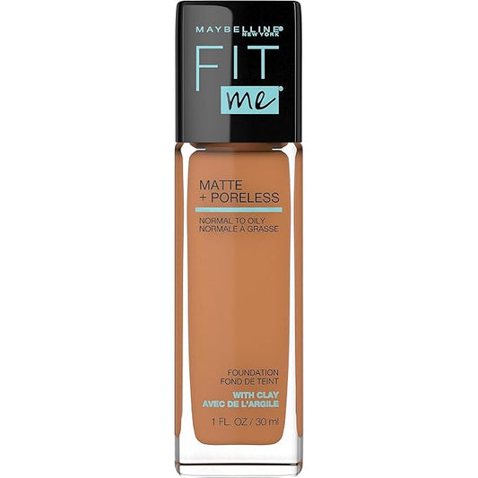 Maybelline Fit Me Matte + Poreless Liquid Oil-Free Foundation Makeup, Warm Sun, 1 Count (Packaging May Vary)