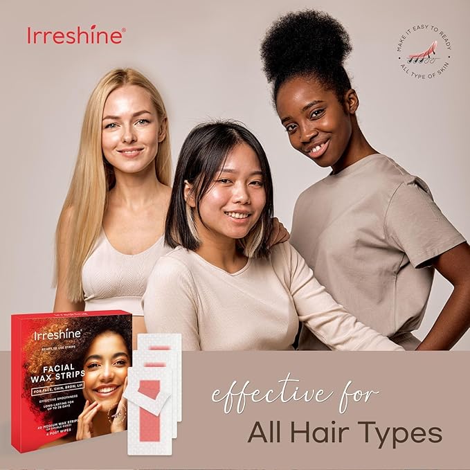 Facial Wax Strips for Hair Removal: Women Face Upper Lip Eyebrow Chin Waxing Hair Remover Kit - Natural & Vegan Ready to Use At Home & Travel - Sensitive Skin Friendly, 40 Ct with 6 Wipes