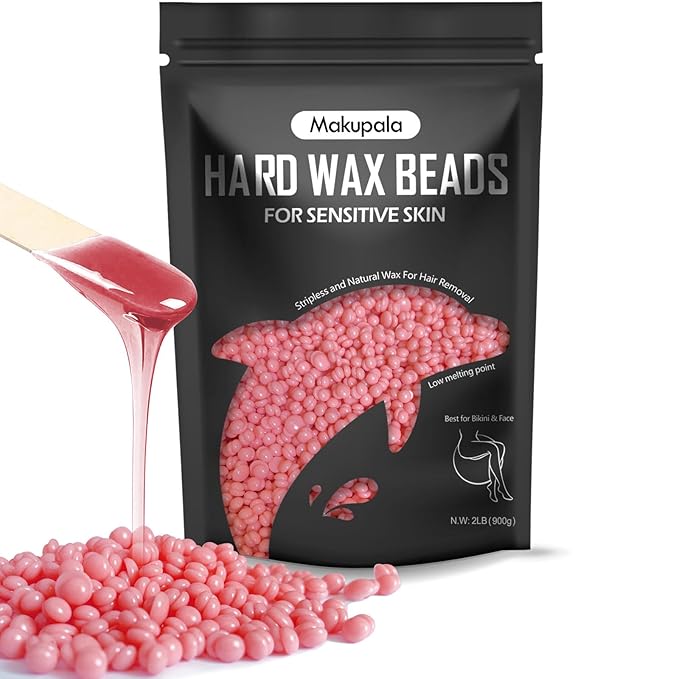 32 oz Hard Wax Beads, 2lb Waxing Beads for Full-Body Hair Removal, Brazilian & Bikini, Legs Underarms Face at Home & Professional Salon Refill Bulk Rosin-Free Natural Wax Bean for Sensitive Skin