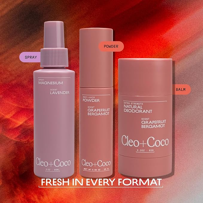 Cleo+Coco Extra Strength Deodorant Balm, Grapefruit Bergamot (2.2 oz), Natural Aluminum Free Deodorant for Women & Men with 5X Odor Fighters, 24+hour Odor Control Free from Synthetic Fragrance, Vegan