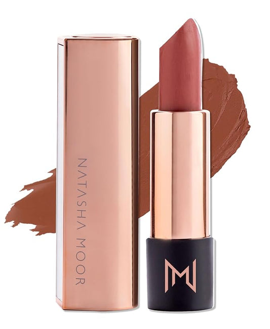 NATASHA MOOR Silk Suede Lipstick: Long-Lasting, Hydrating Semi-Matte Finish - Creamy, Cruelty-Free Formula - Silky Smooth and Highly Pigmented - Mirror for On-the-Go Glamour - LEGACY