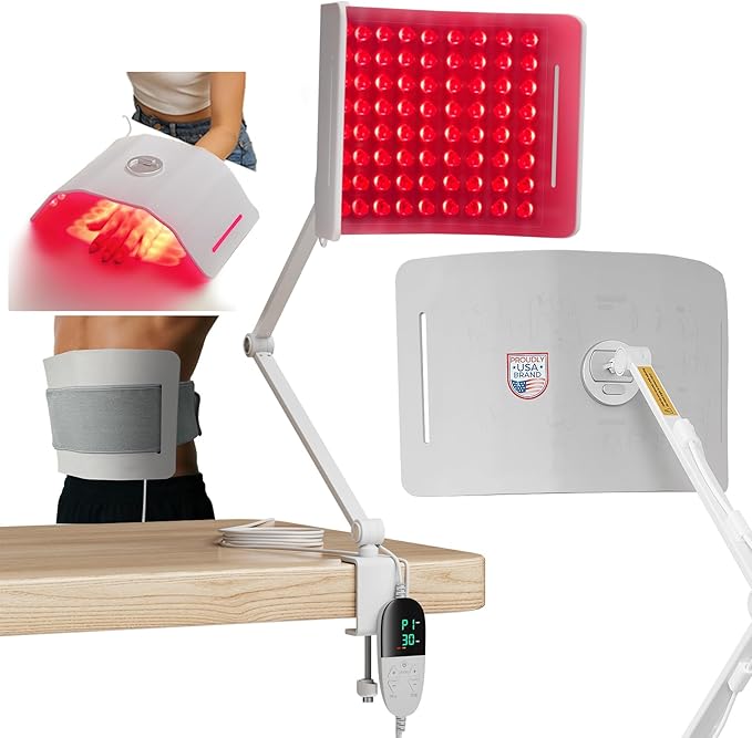 Red Light Therapy for Face, 96 LEDs Curved Silicone Infrared Light Therapy with Clip-on Stand & Belt, Multifunction 660nm 850nm Red Infrared Light Therapy for Face, Body, Skin Health, Pain Relief.