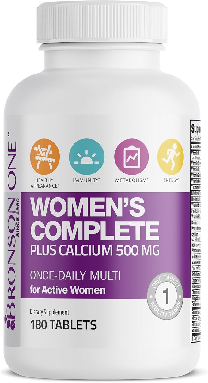 Bronson ONE Daily Women’s Complete Multivitamin Multimineral Once-Daily Multi for Active Women, 180 Tablets