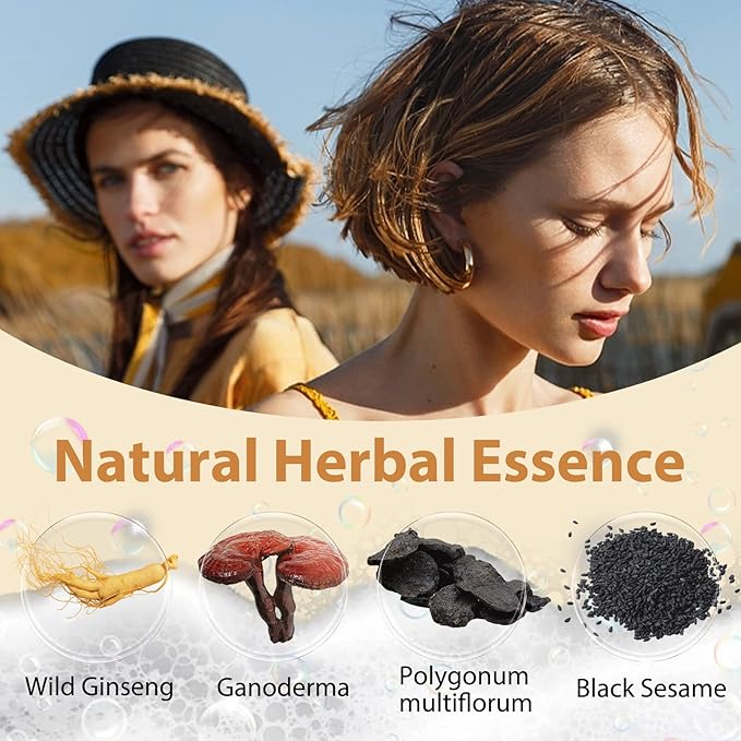 Natural Black Tea Hair Dye Shampoo 3 in 1, Hair Dye Shampoo for Men Women, Instant Black Color Hair Dye for 100% Gray Hair Coverage, Easy to Use, Champu Para Canas for All Hair Types, 16.9 Fl Oz