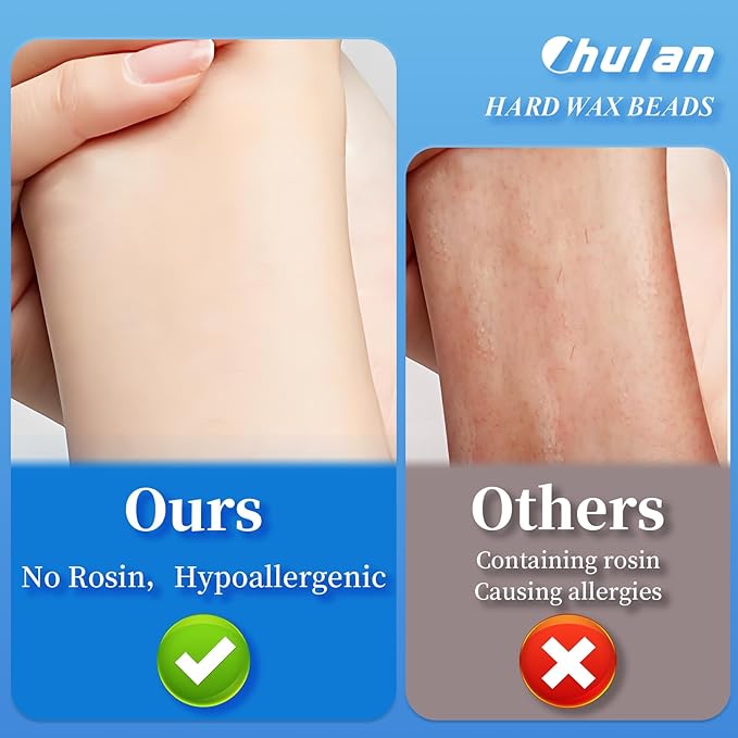 Chulan Heart Hard Wax Beads for Sensitive Skin, 400g Hypoallergenic Unscented Waxing Bead for Coarse Hair Removal, Blue Wax Beans Pearl for Body, Brazilian, Bikini, Legs, Armpits Women Home Salon