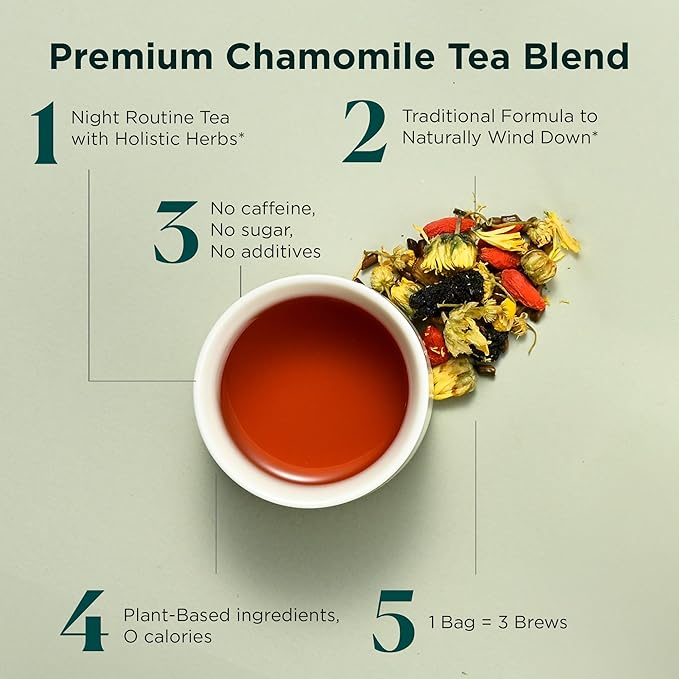 Tea Facto Goodnite* Chamomile Tea Bags with Chrysanthemum Tea for Soothing Comfort - 25 Bulk Pack Goodnight/Chamomile25