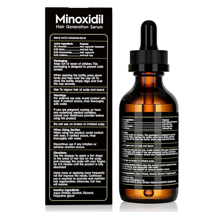 5% Minoxidil Hair Growth Serum Oil For Men and Women, Biotin Hair Serum, Safest Hair Regrowth Treatment, Prevent Scalp Hair Loss 60ml / 2.11 fl.oz