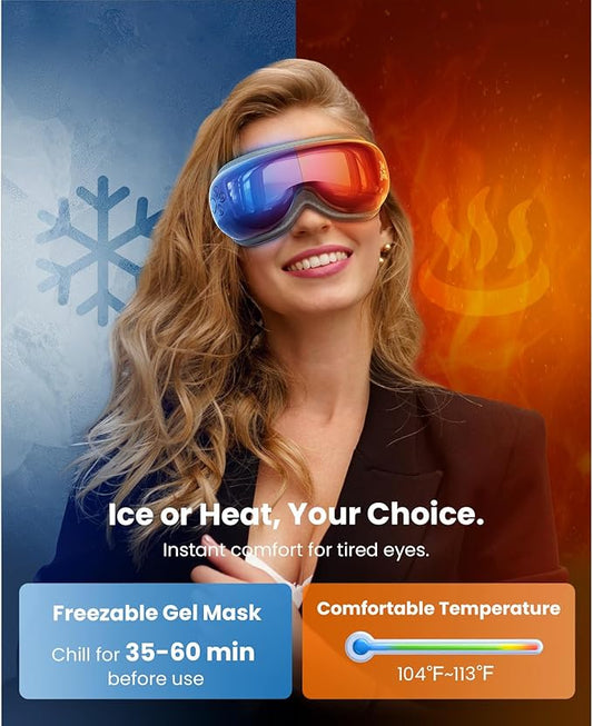 BOB AND BRAD Eye Massager with Heat and Cooling, EyeOasis 3 Eye Mask for Migraine FSA Eligible/HSA Eligible, Heated Face Massager for Dry Eye Strain Relief Improve Sleep, Birthday Gifts for Women Men