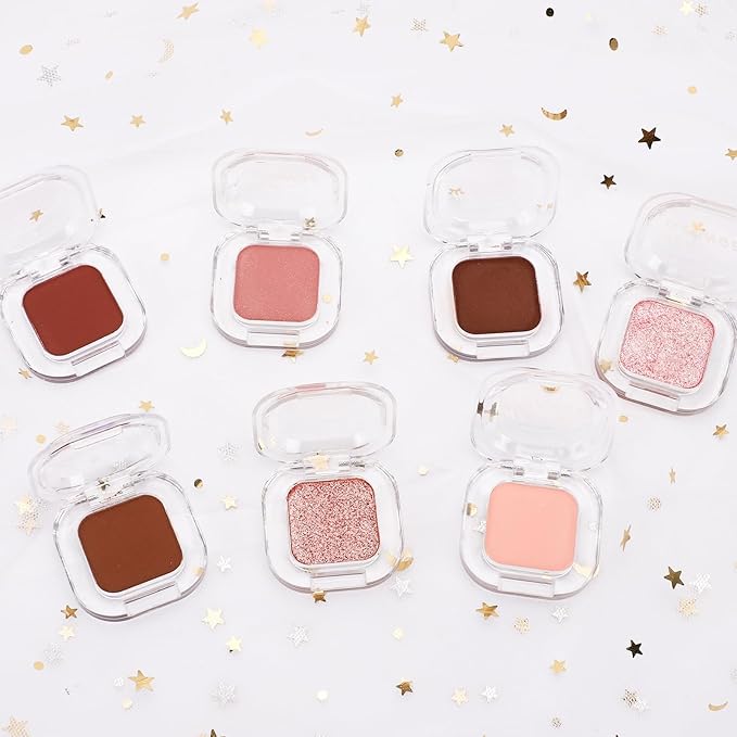 Erinde Rose Pink Single Eyeshadow Palette, Shimmer Cream Eye Shadow for Women, Blendable Long-Lasting Waterproof Eye Makeup Palette, High Pigment Powder Sombra De Ojos, 08 Icy Rose Glow