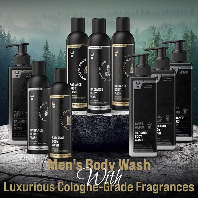 The Beard Struggle Men's Body Wash Hoenir's Poem - Gold Collection - Skin Cleaning Agent - Natural Body Wash - Shower Gel Liquid Soap - 240 mL / 8 US. fl. oz.