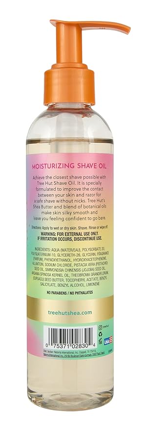 Tree Hut Tropic Glow Moisturizing Shave Oil, Hydrating Gel-to-Oil Formula for a Smooth Shave, Warm Scent, Holiday Gift & Stocking Stuffer, 7.7 fl oz