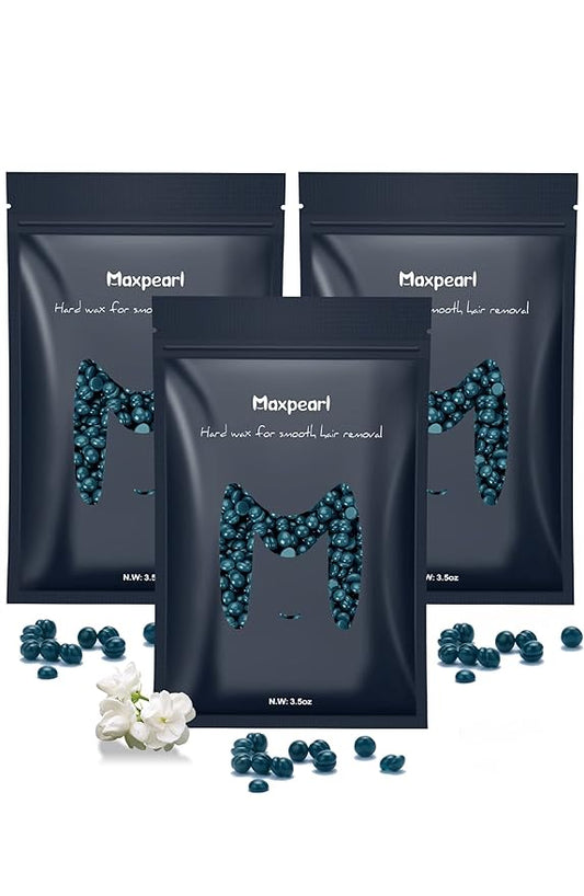 Maxpearl Hard Wax Beads, 300g Hair Removal Wax Beans for Brazilian Bikini, Face, Eyebrows, Underarms, Arms, Chest, Back, Legs, Pack of 3