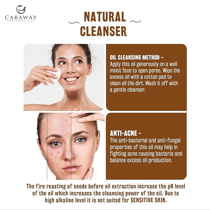 CARAWAY Jamaican Black Castor Oil for Hair Growth, Eyelashes & Eyebrows | Organic, Cold-Pressed & Unrefined | Deep Moisturizing Oil for Skin, Face & Scalp | Glass Bottle + Mascara Kit – 4 oz / 118 ml