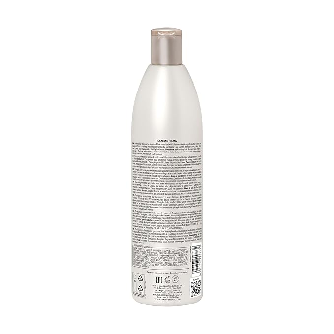 Il Salone Milano Glorious Moisturizing Shampoo for Dry Hair - Adds Shine and Softness to Dull Hair - Repairs and Protects - Professional Hydrating Shampoo - Made in Italy - Vegan (16.9 oz / 500ml)