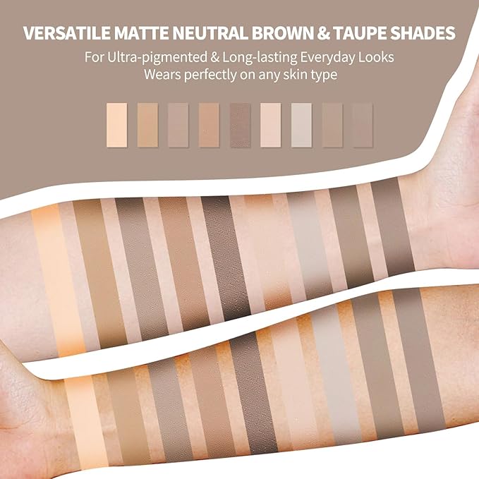 9 Colors Matte Naked Eyeshadow Palette Neutral Nude Smoky Eye Shadow Pallet Gray Taupe Brown High Pigmented Ultra-Blendable Waterproof Long Lasting Makeup Palettes Suitable for Older Women