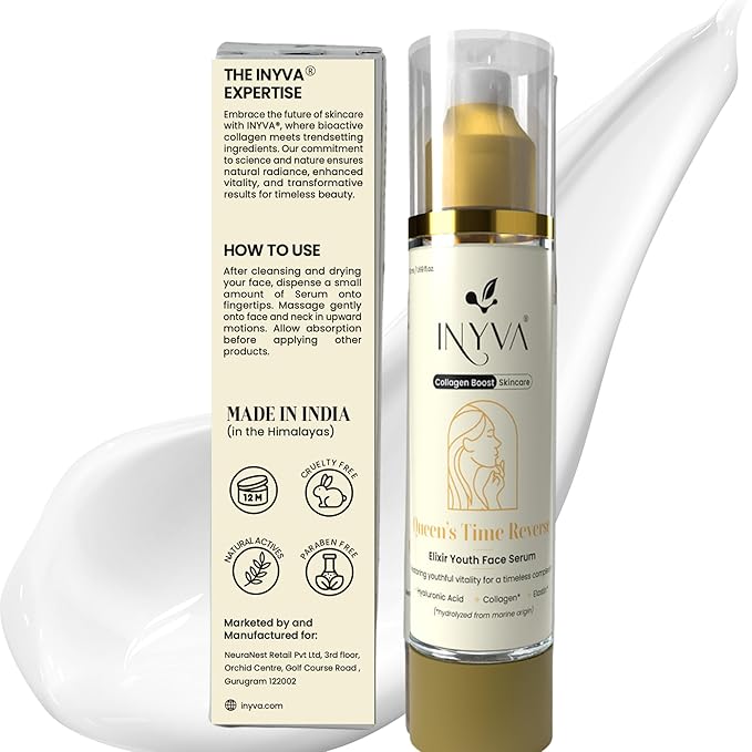 Queen's TimeReverse Anti-Aging Serum with Collagen, Peptides & Hyaluronic Acid - 1.7 Oz