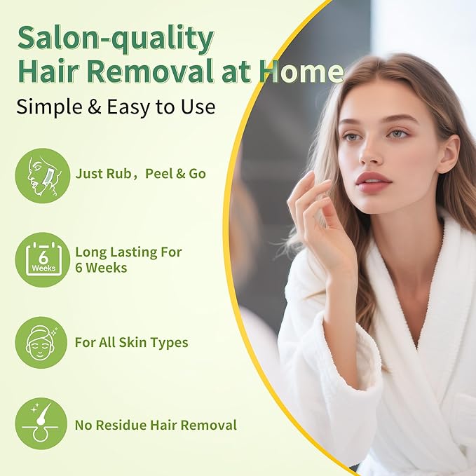 Beauty7 Facial Wax Strips-Eyebrow Wax Strips-50 Waxing Strips for Face, Lip,10 Calming Oil Wipes, Ready Use At Home Waxing Kit for All Skin Types